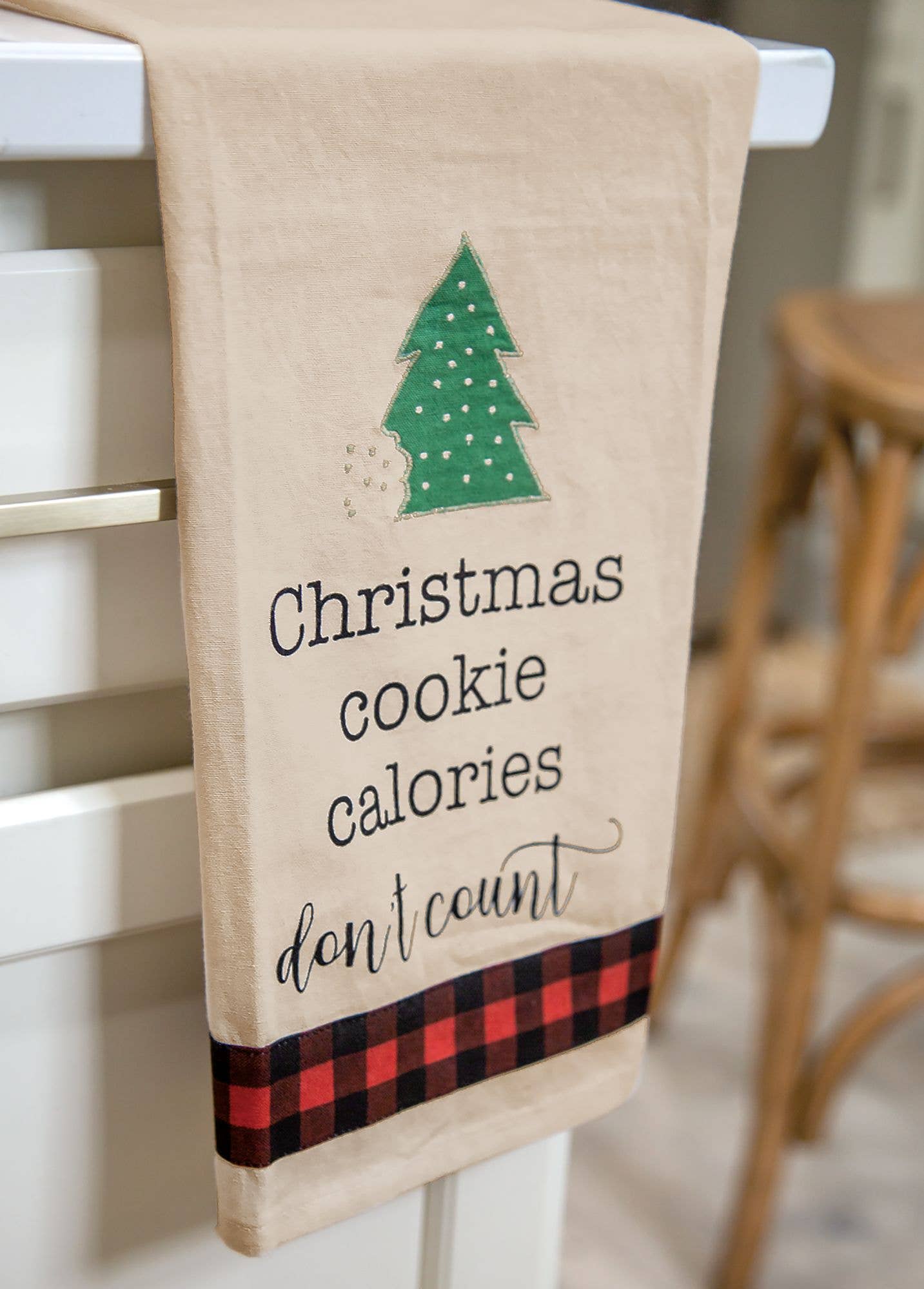 Christmas Cookie Calories Don't Count Dish Towel