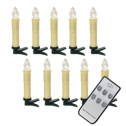 Set of 10 Remote Operated Taper Candles