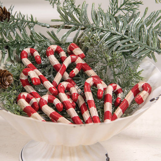 Set of 12 Distressed Candy Canes