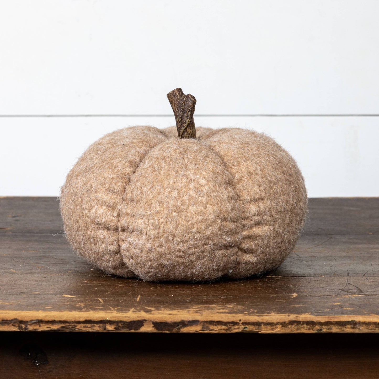 8.25" Tan Fabric Pumpkin
