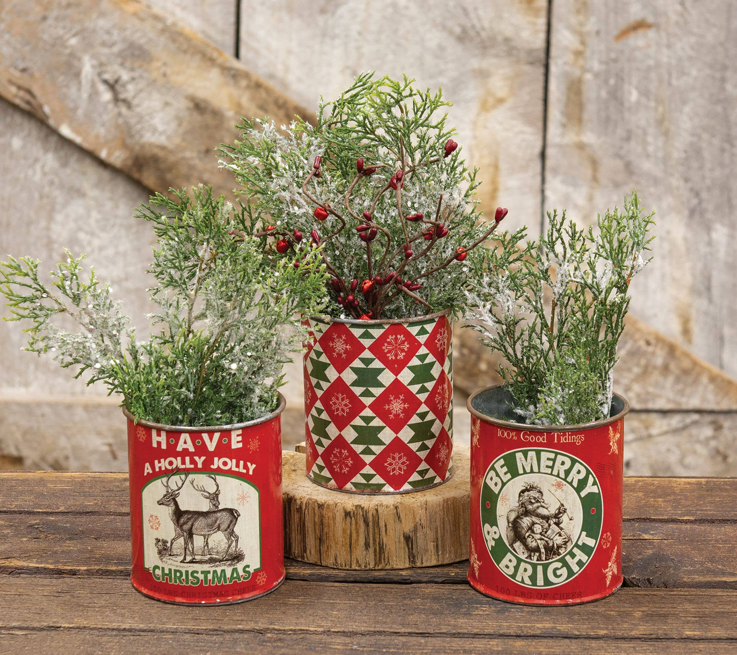 "Be Merry and Bright" Metal Can