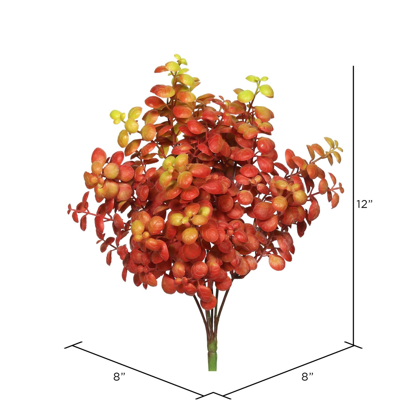 12" Artificial Red Leaf Bush