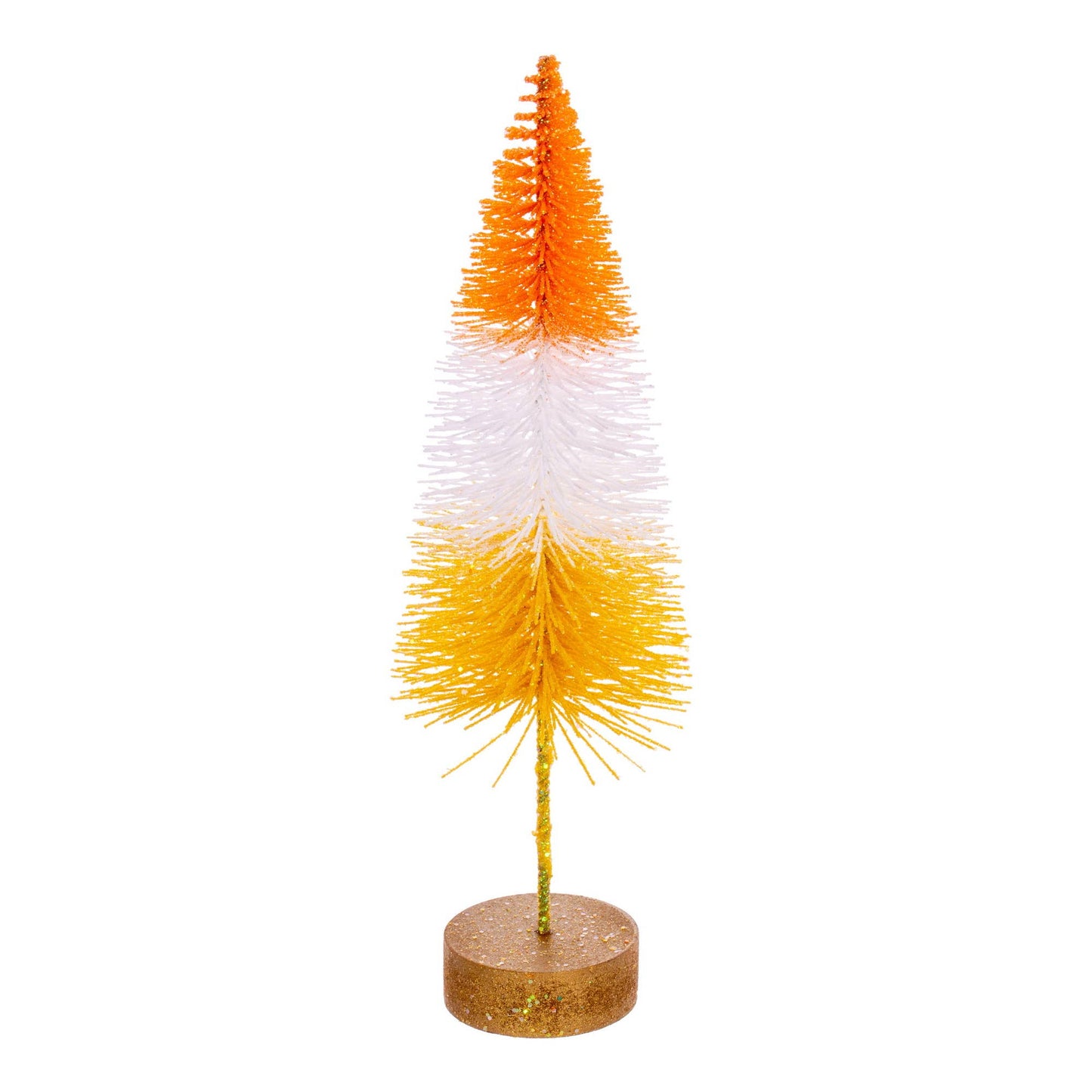 8"-10"-12" Candy Corn Bottle Brush Tree, Set 3.