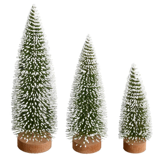 7"-9"-11" Frosted Green Oval Tree 3/Set