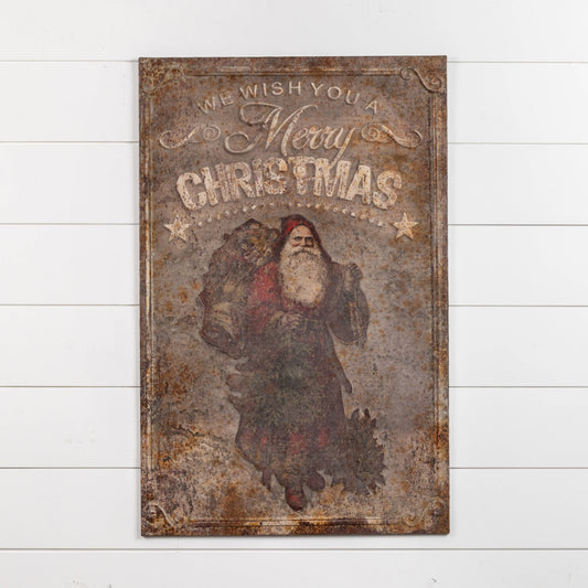 38.75" Vintage Metal Santa Sign