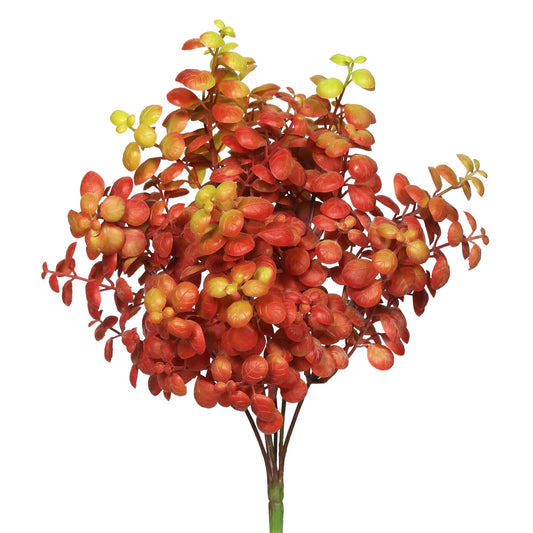 12" Artificial Red Leaf Bush