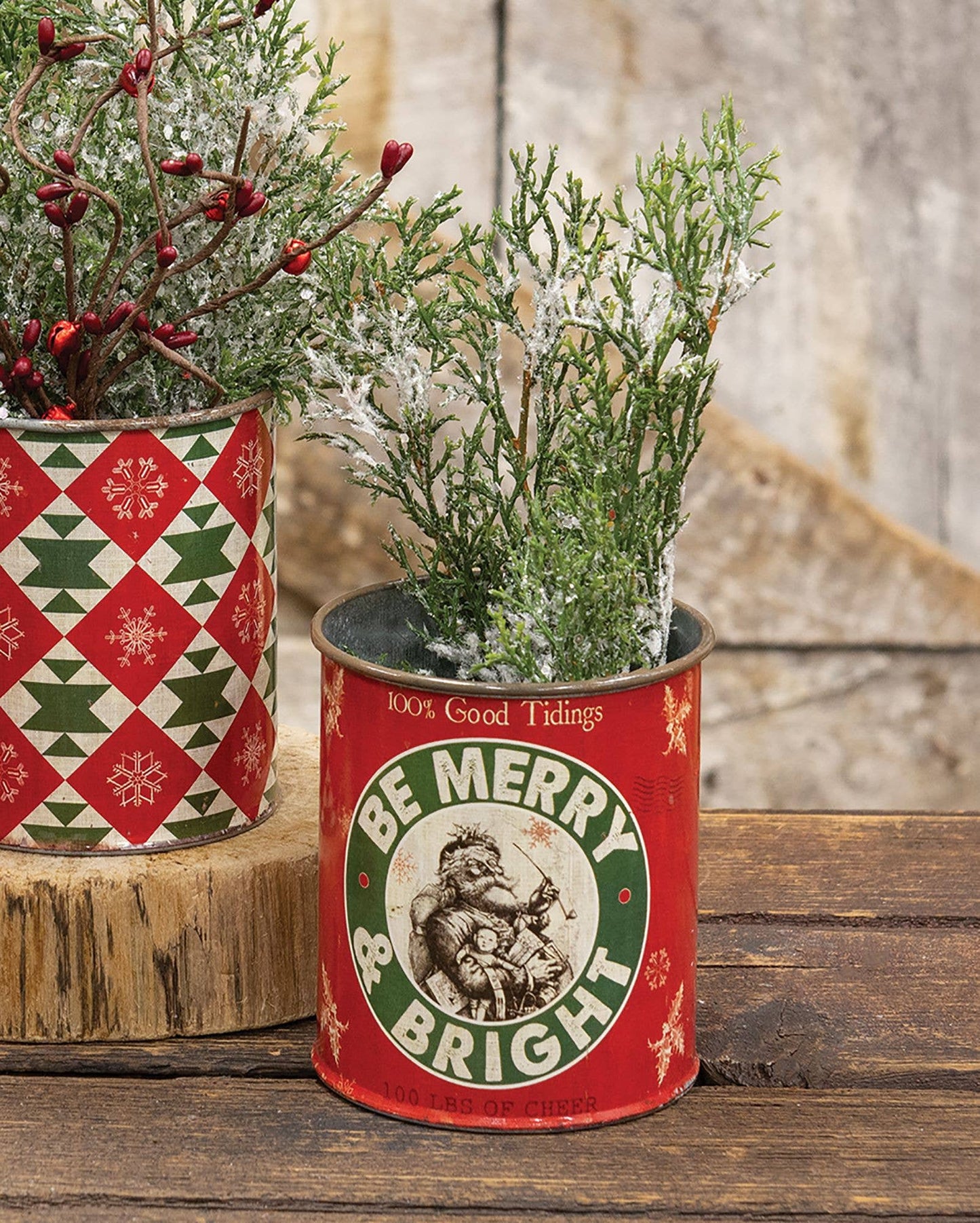 "Be Merry and Bright" Metal Can