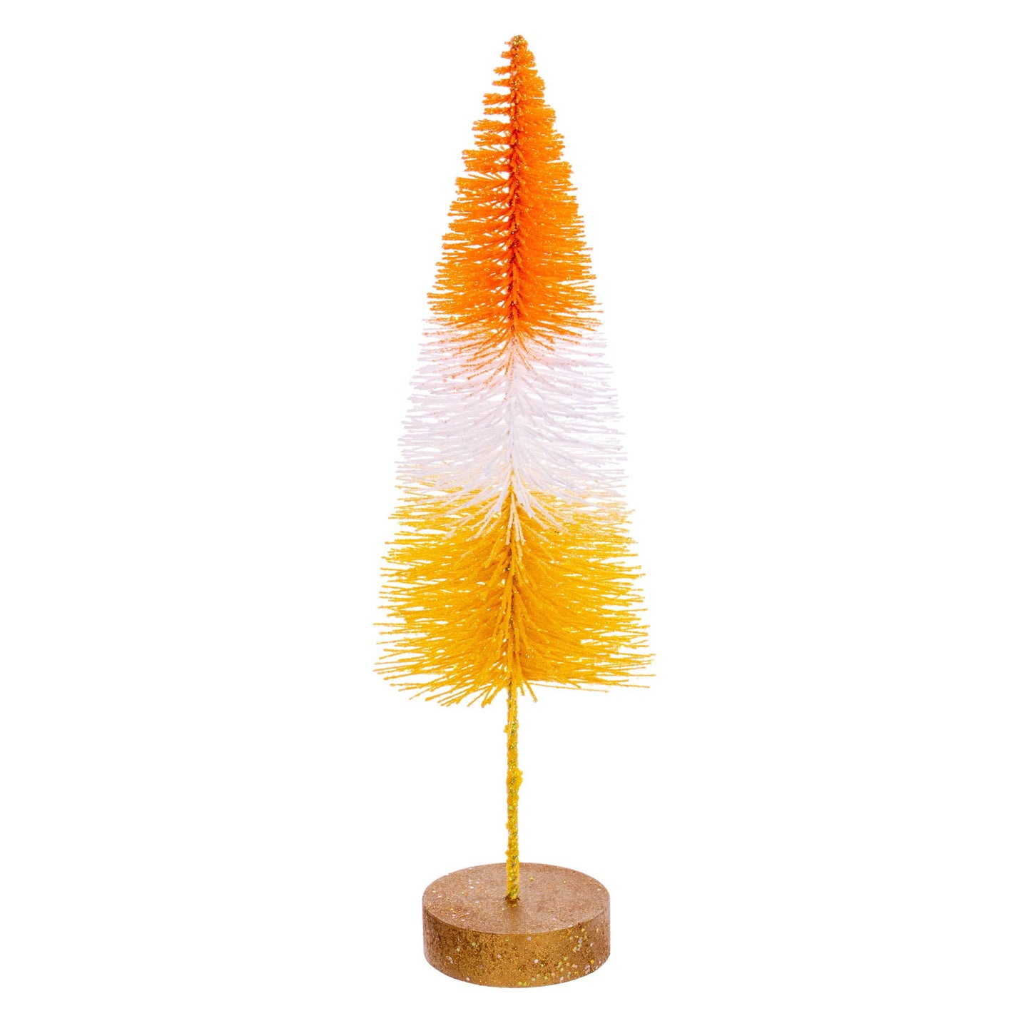 8"-10"-12" Candy Corn Bottle Brush Tree, Set 3.