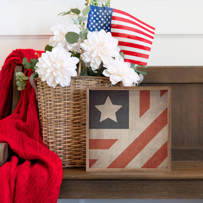 4"x4" American Flag Quilt - Framed