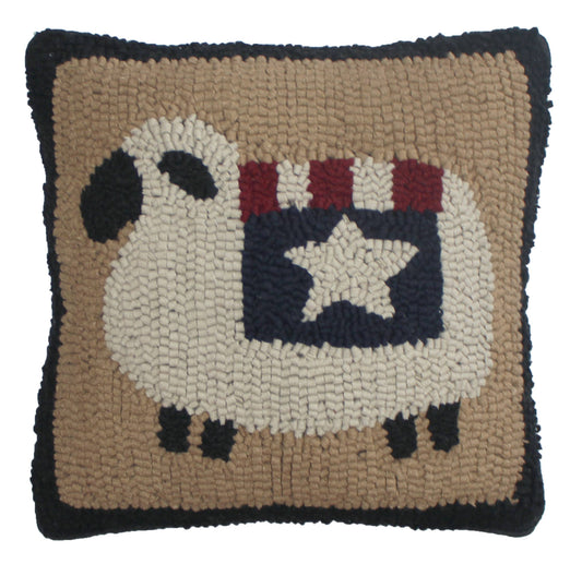 Liberty Sheep Hooked Pillow