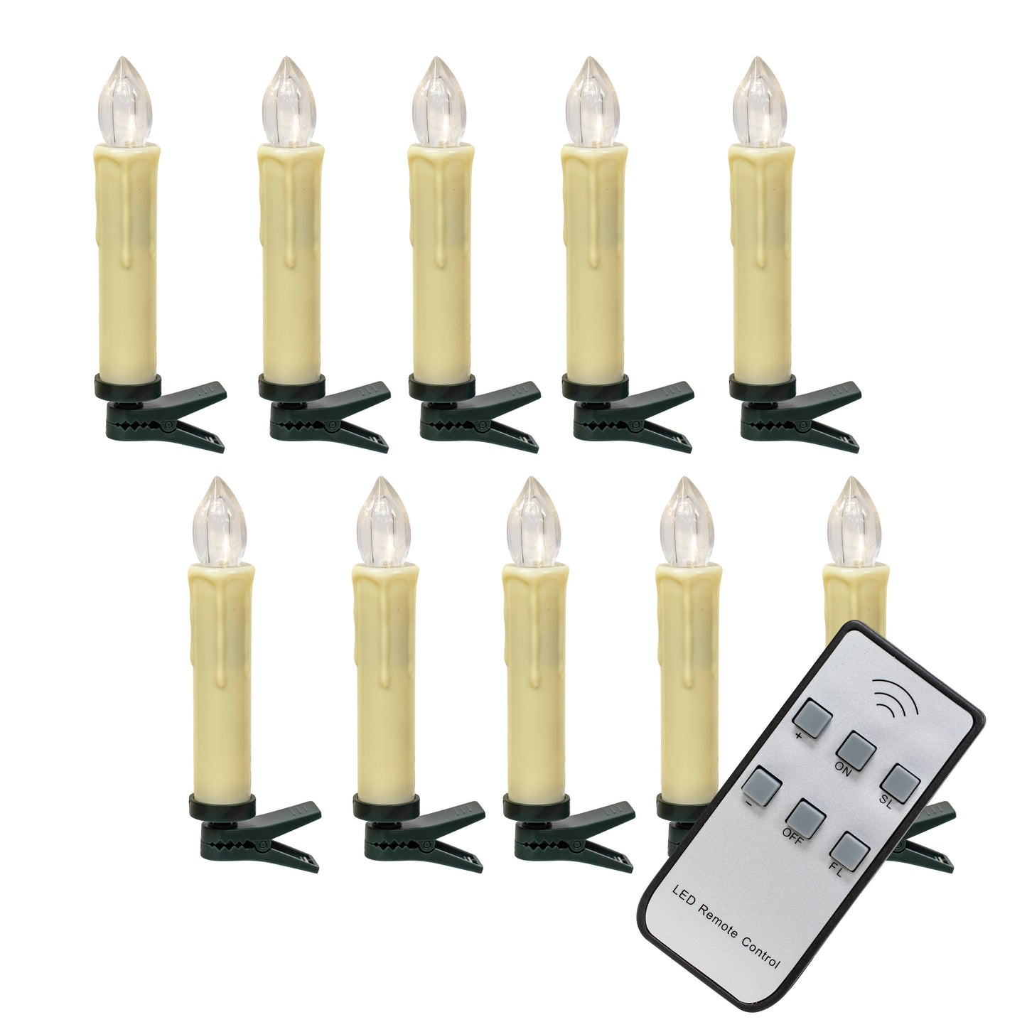 Set of 10 Remote Operated Taper Candles