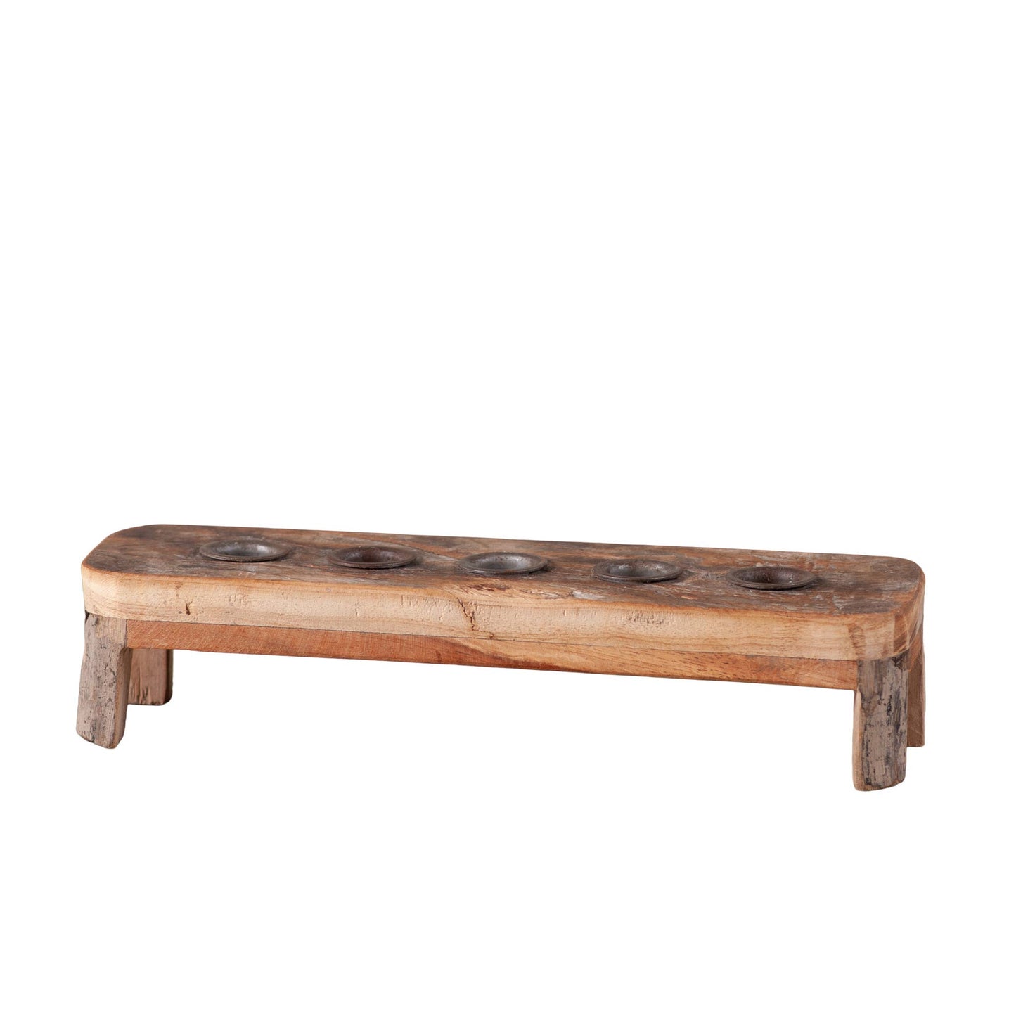 Raised Vintage Wood Five Candle Centerpiece