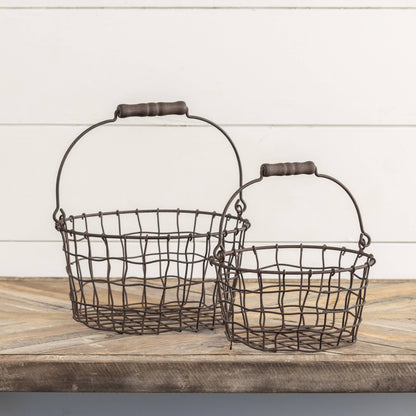Set of 2 Wire Baskets With Handles