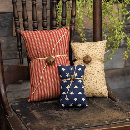 Primitive Americana Jingle Bell Pillows - Set of 3