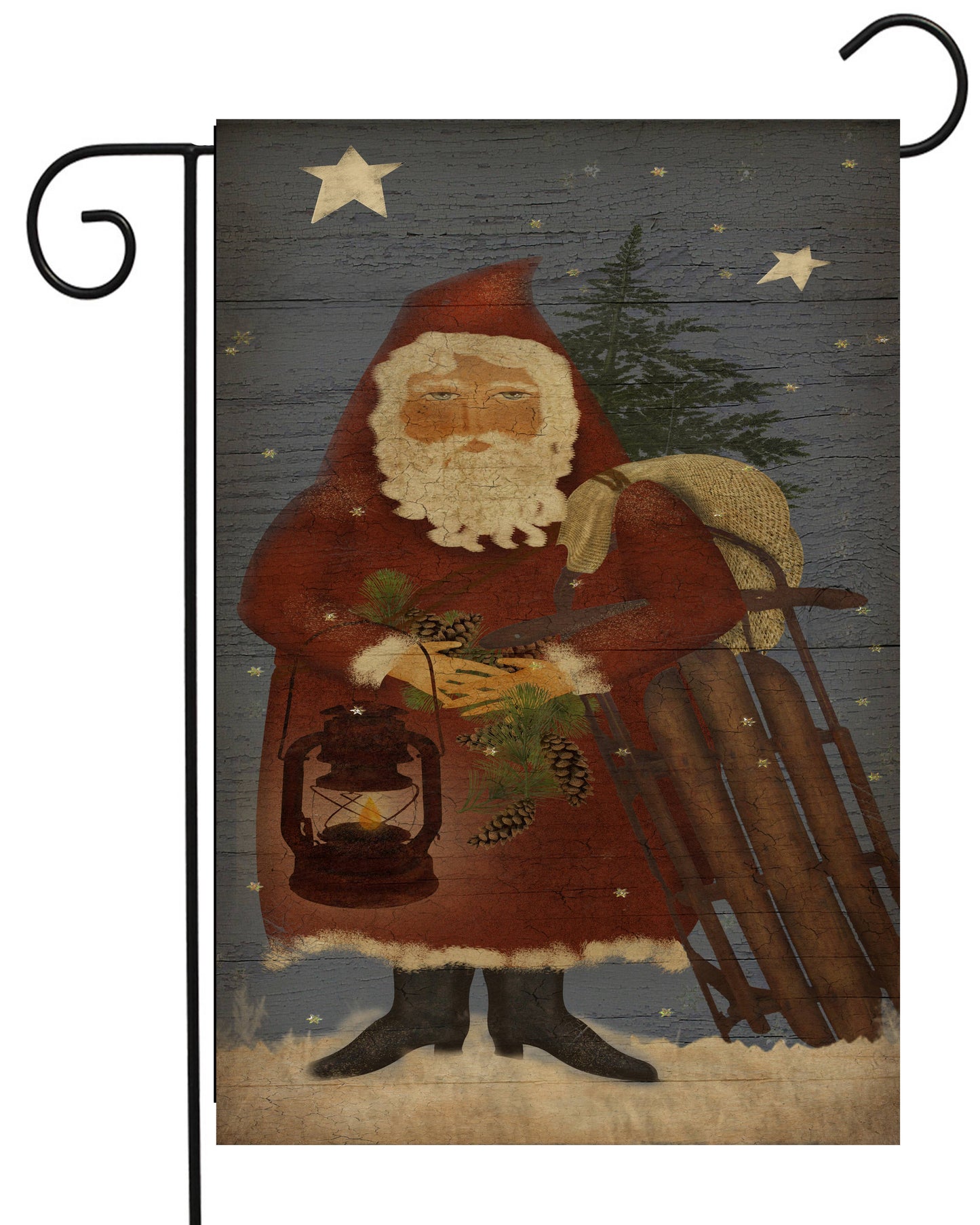 Santa with Sled Garden Flag