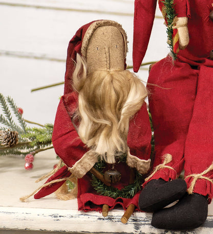 Hanging Primitive Santa With Wreath