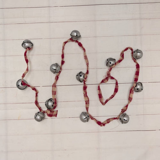 Silver Bells on Homespun Fabric Garland