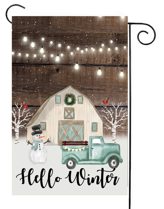Hello Winter Garden Flag