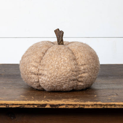 8.25" Tan Fabric Pumpkin