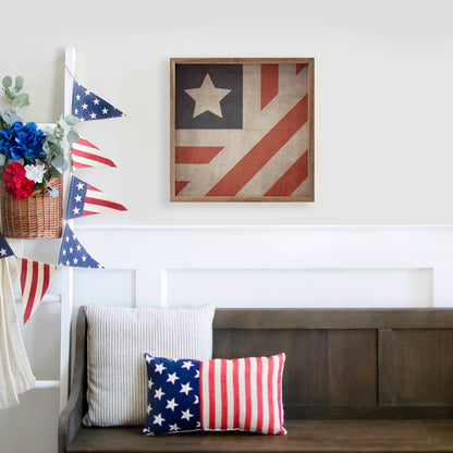 4"x4" American Flag Quilt - Framed
