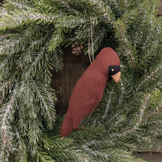 Stuffed Primitive Cardinal Christmas Ornament