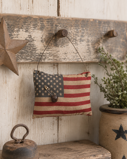 Primitive Flag Pillow Ornament