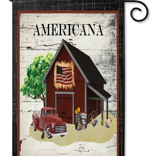 Americana Barn Garden Flag