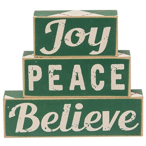 "Joy, Peace, Believe" Wooden Block Set