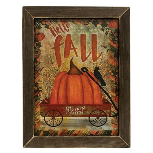 "Hello Fall" Pumpkin Wagon Print
