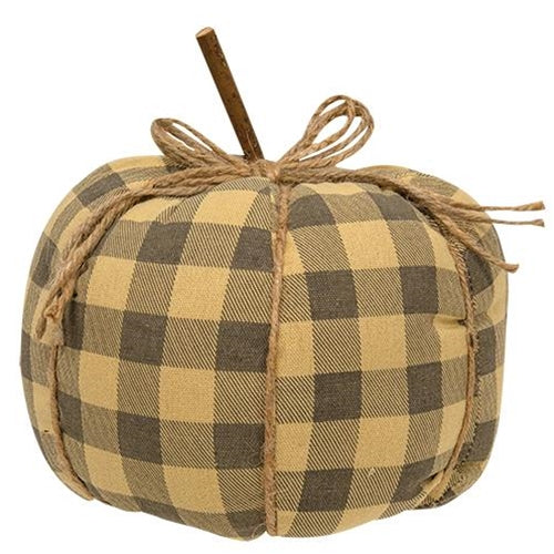 7.25" Gray Buffalo Check Pumpkin
