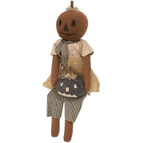 Pumpkin Girl W/Black Jack-O-Lantern
