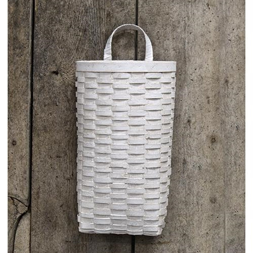 14" Whitewashed Half Moon Basket