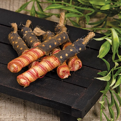 Primitive Grungy Firecracker Bowl Fillers (Set of 6)