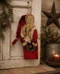 Hanging Primitive Santa With Wreath