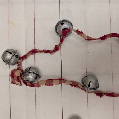 Silver Bells on Homespun Fabric Garland