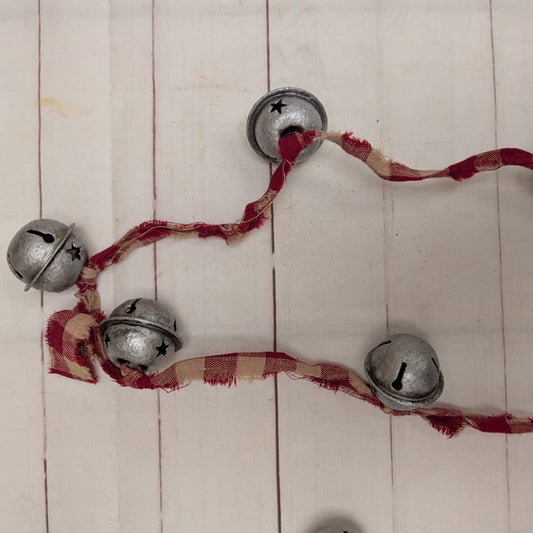 Silver Bells on Homespun Fabric Garland