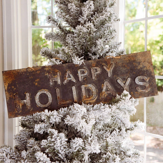 26" Rusted Happy Holidays Sign