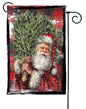 Santa Chimney Tree Plaid Garden Flag